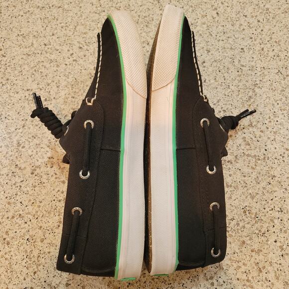 SPERRY Men's Bahama II Seacycled Boat Shoes Canvas Black Green Non-Mark Soles✨️9 - Picture 5 of 12